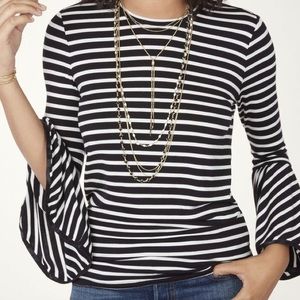 Maette / Stella & Dot Avery Black & White Bell Sleeve Top